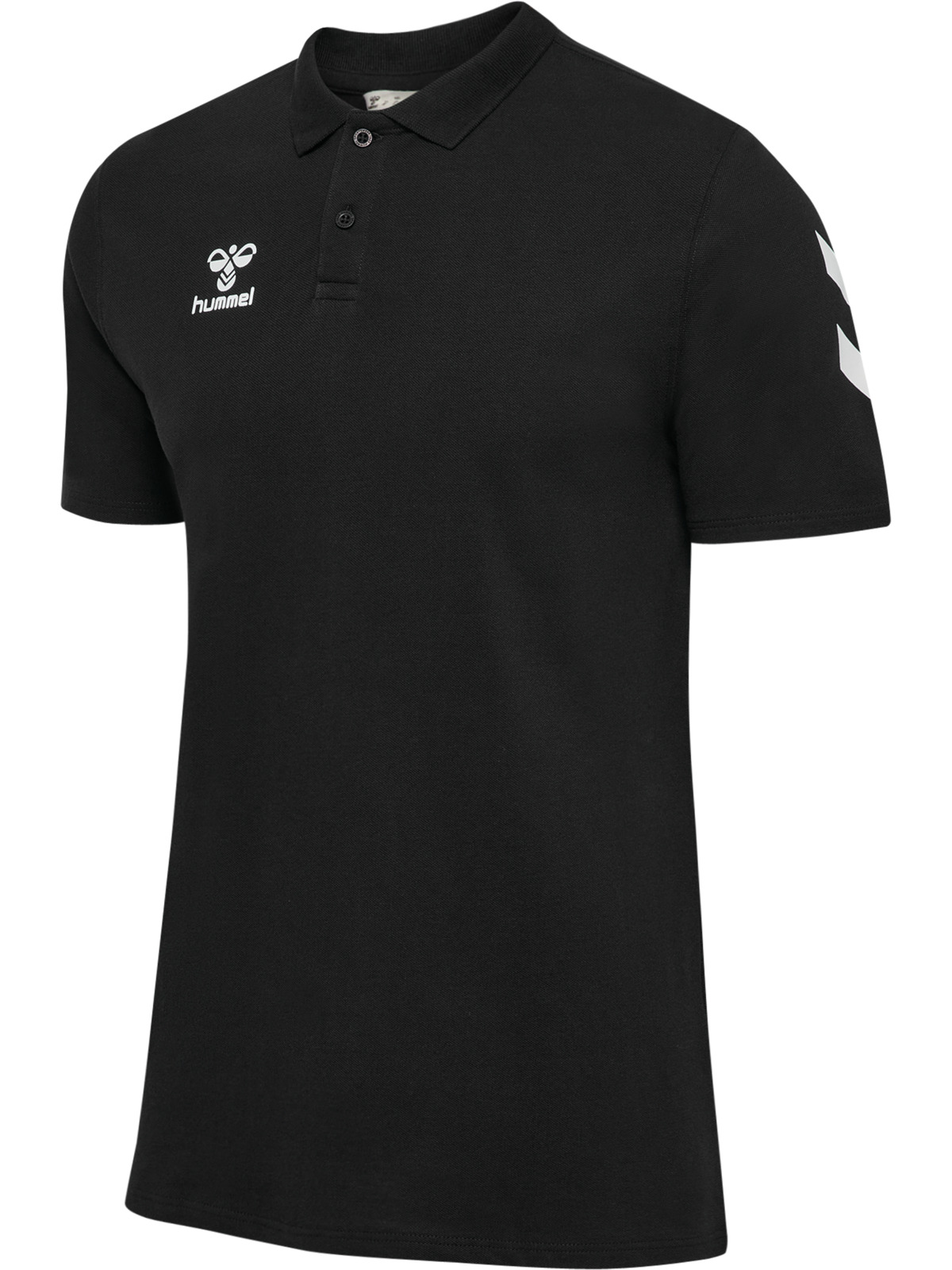 Polo-Shirt, Kurzarm, Schwarz, Logo, Hummel