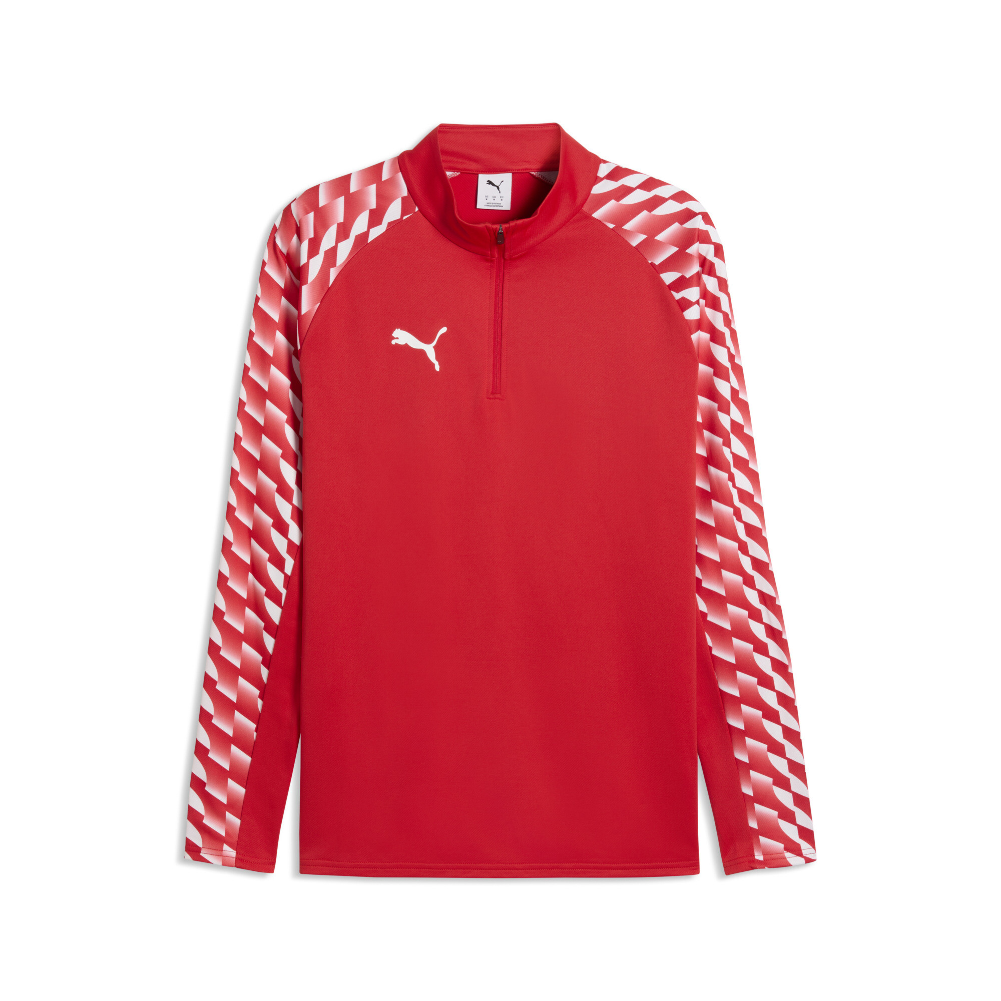 Puma, Langarmshirt, Rot, Reißverschluss, Geometrische Musterstreifen