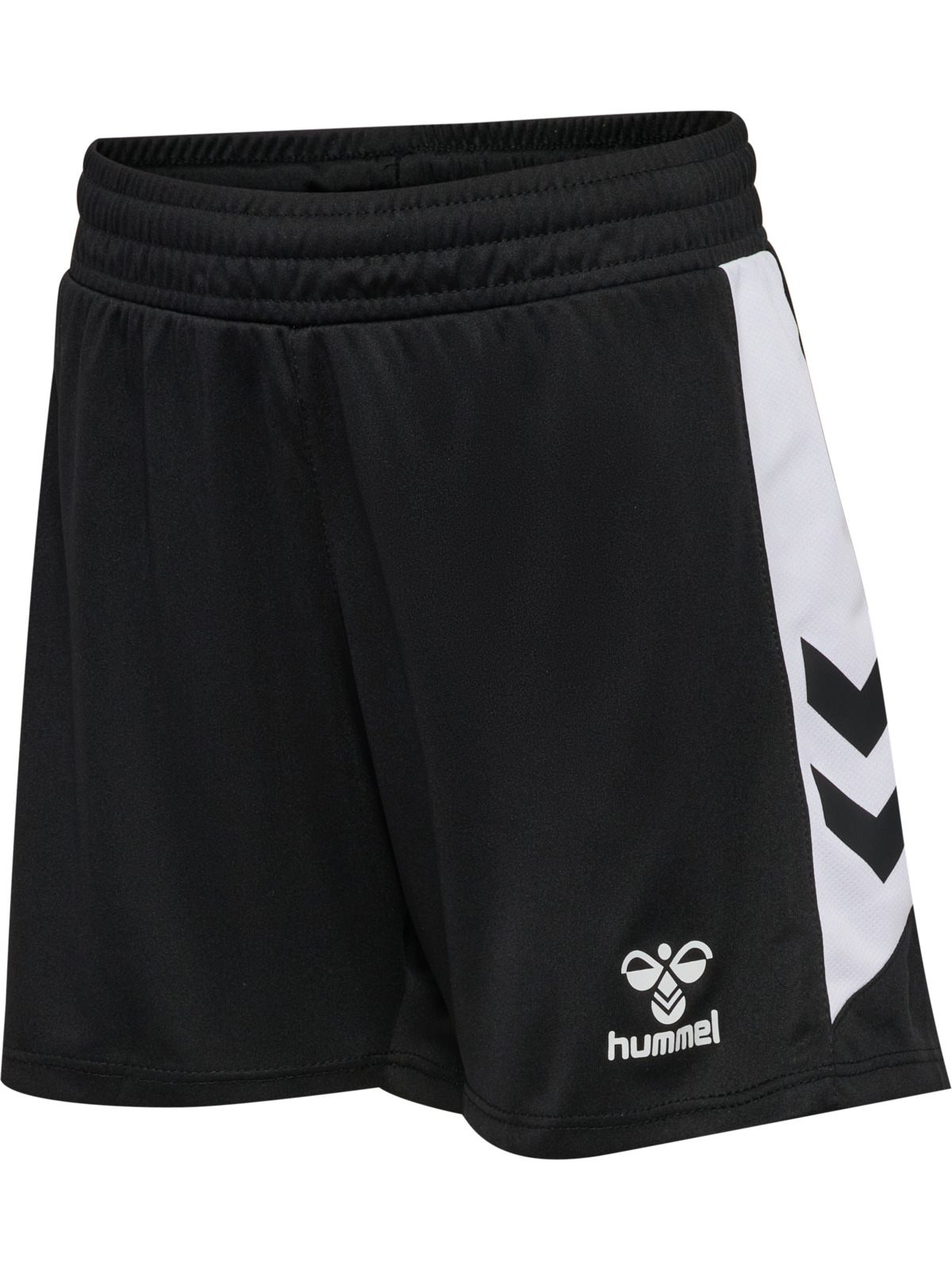 Shorts, Schwarz, Weißes Streifen, Hummel Logo, Sport