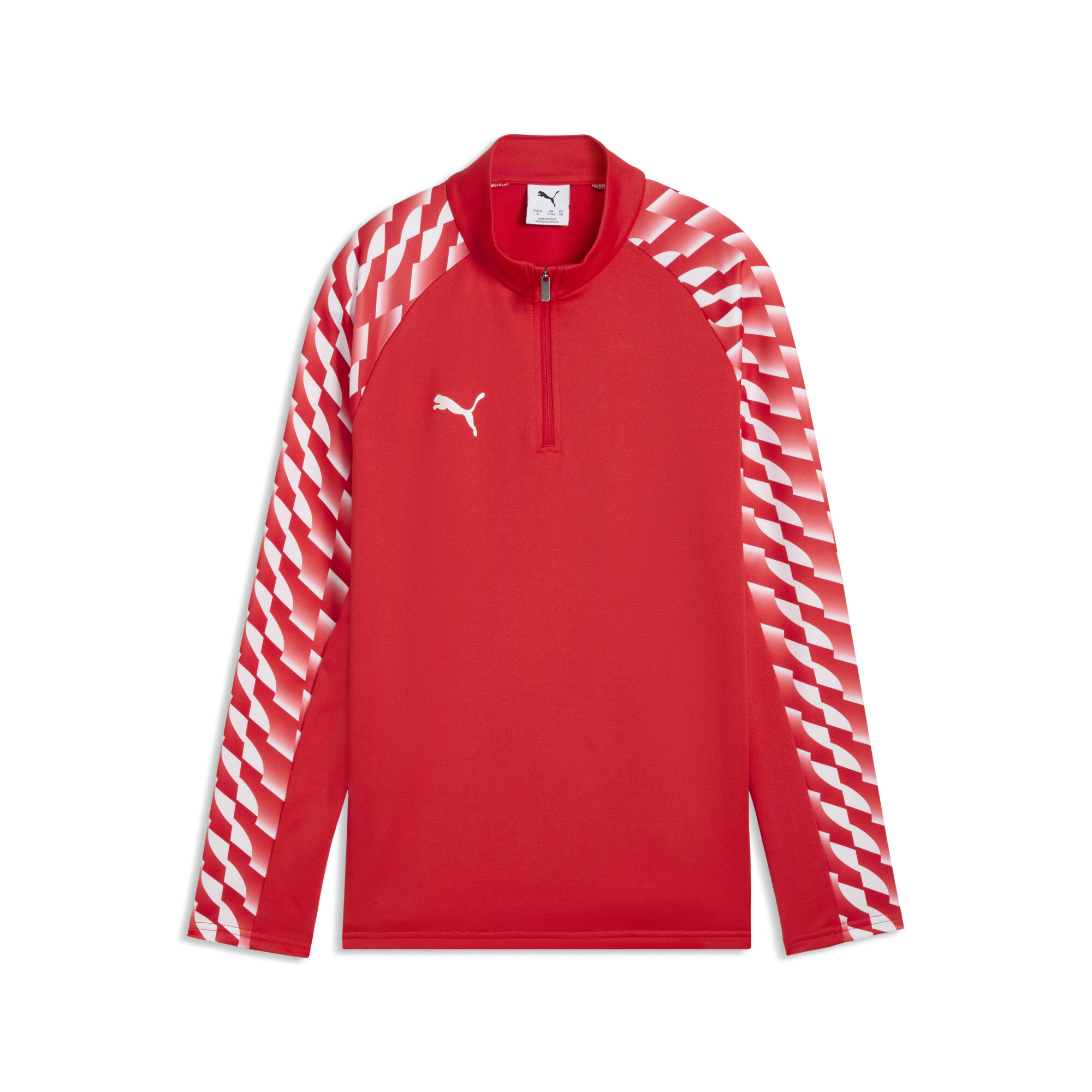 Rot, Langarm, Halbzip, Puma-Logo, Musterärmel