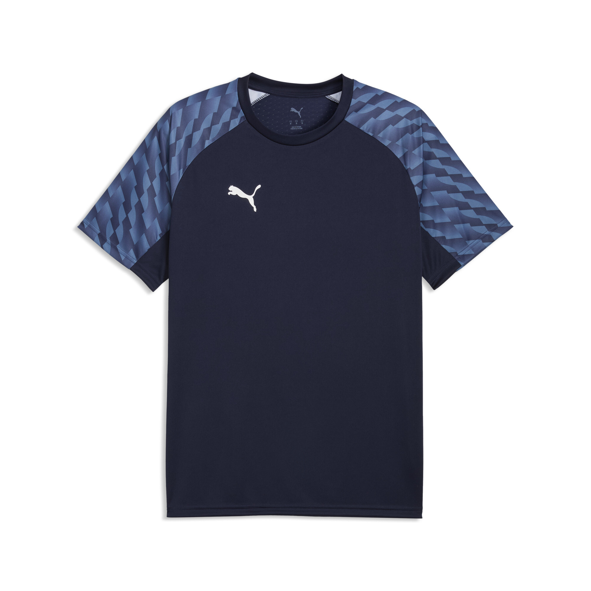T-Shirt, Kurzarm, Navy, Puma-Logo, Rippstrick-Kragen