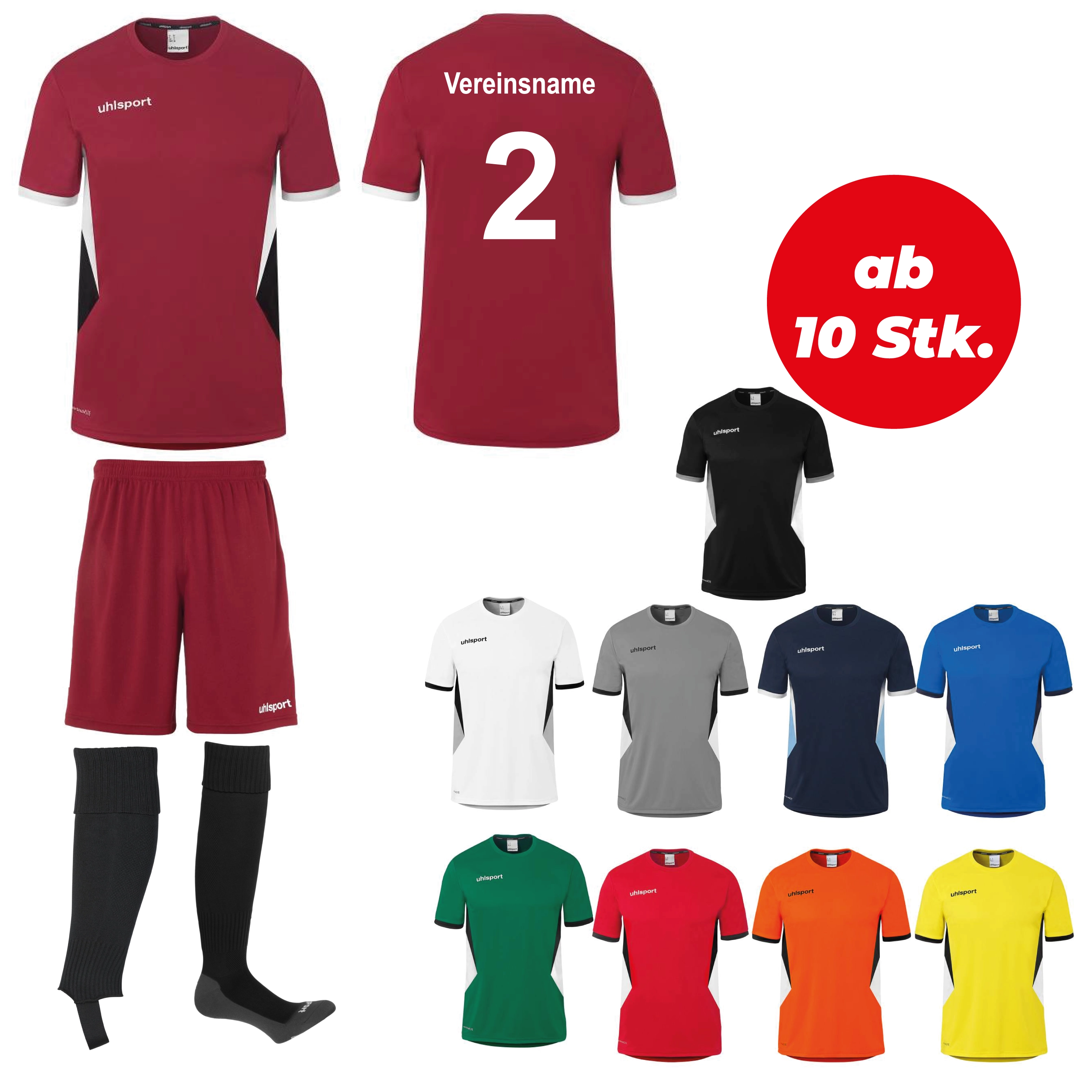Trikotsatz Fußball Uhlsport EQUIPE 29 ab 10 Stk. inkl. Druck