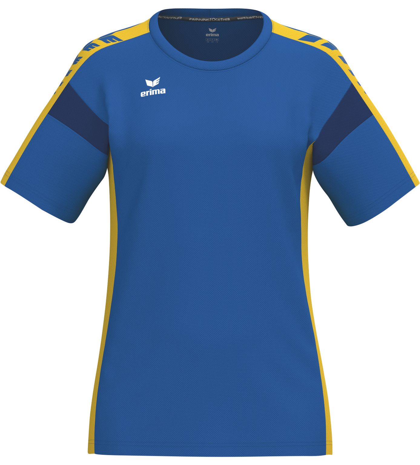 T-Shirt, Sportbekleidung, Blau, Gelber Rand, Mesh