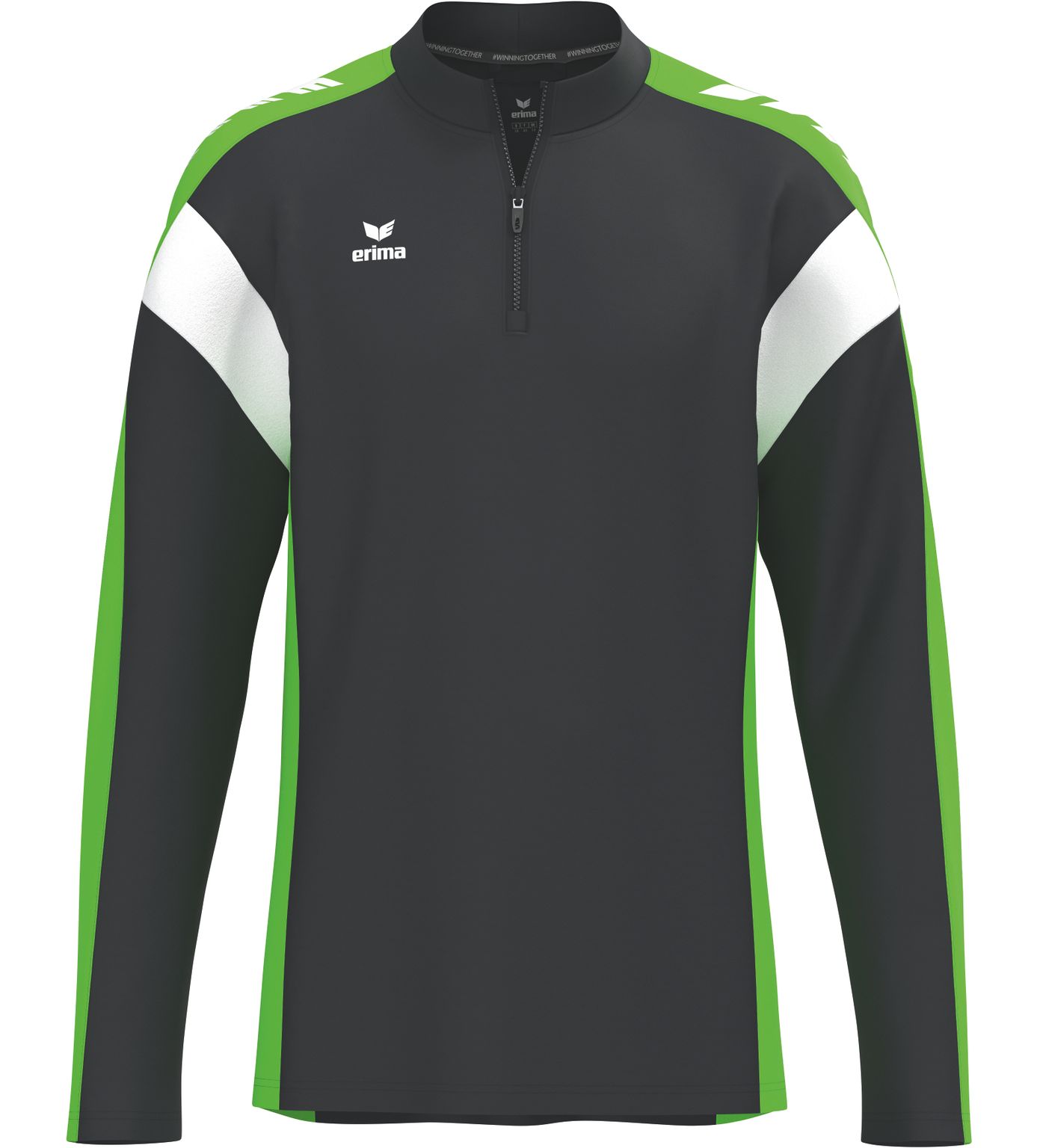 Herren-Trikot, Langarm-Top, Reißverschluss-Pullover, Schwarz-Grün, Sportjacke