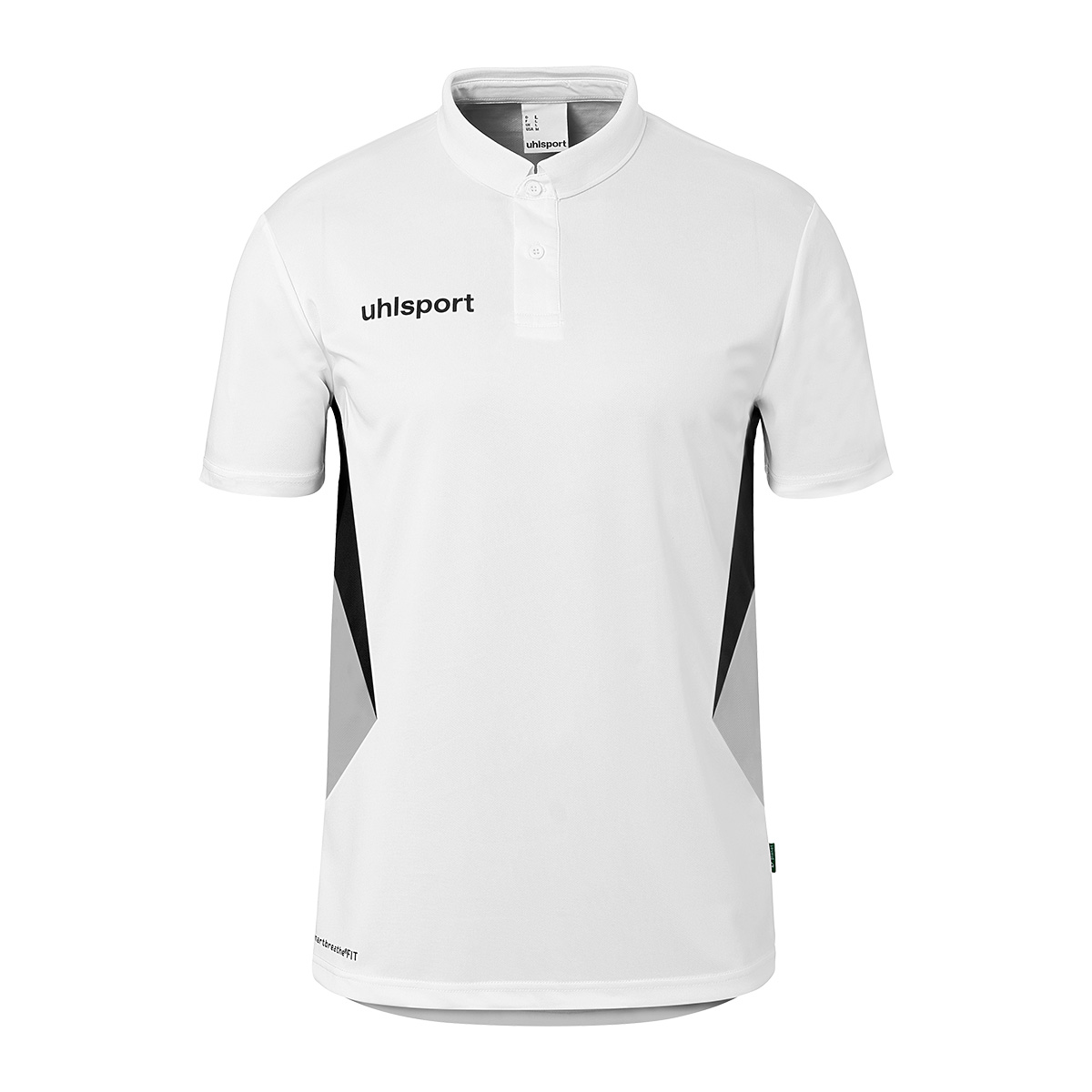 Polohemd, Kurze Ärmel, Weiß, Schwarzgraue Einsätze, UHLSPORT Logo
