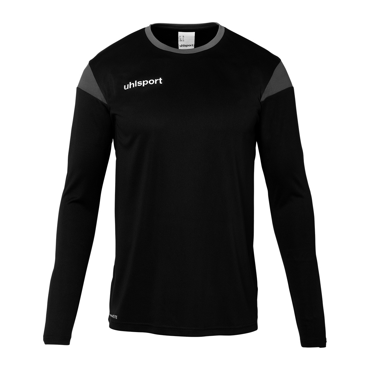 Langarmshirt, Schwarz, Sportswear, UHLSPORT, Schulter-Paneele grau, Langarmshirt, schwarz, athletik, uhlsport, Rundhals, Laufshirt, Langarm, Schwarz, UhlSport, Rundhals, Langarmshirt, Schwarz, Uhl-sport, Trikot, Melierte Akzente, Langarmshirt, Sportshirt,